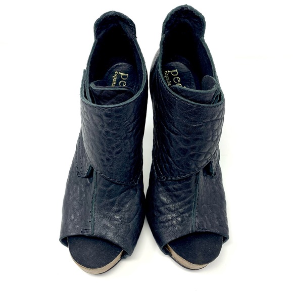 Pedro Garcia Chenoa Black Pebbled Leather Peep Toe Bootie Size 39 (8.5) - Picture 5 of 10